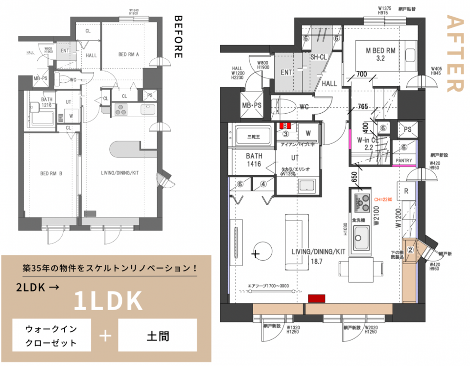 西18丁目オープンルームのリノベーションポイント