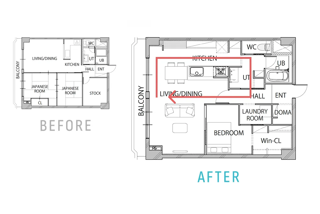 間取り図：回遊動線