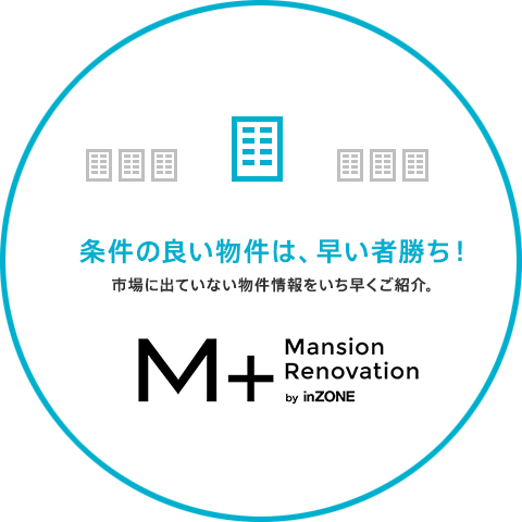 条件の良い物件は、早い者勝ち！市場に出ていない物件情報をいち早くご紹介。M+ Mansion Renovation by inZONE